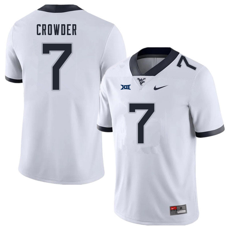 Men #7 Will Crowder West Virginia Mountaineers College Football Jerseys Sale-White